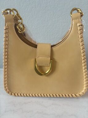 Antik Kraft Beige Shoulder Bag with Gold Hardware